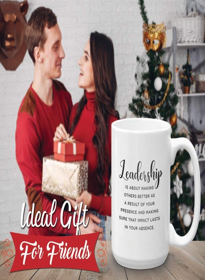 Bubble Hugs Inspirational White Coffee Mug 15 oz, Leadership Is About Making Others Better Motivational Inspire Retirement Gift for Boss Business Leader, White - Image 2